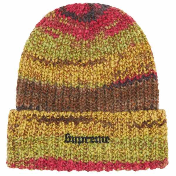 Supreme Space Dye Stripe Beanie - Yellow (front)