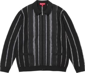 Supreme Speckle Stripe Zip Up Cardigan Black