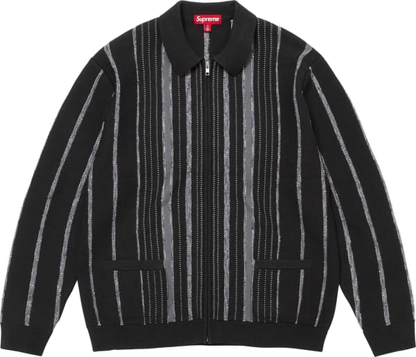 Supreme Speckle Stripe Zip Up Cardigan - Black (front)