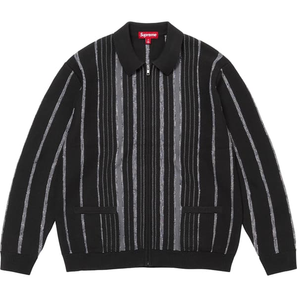 Supreme Speckle Stripe Zip Up Cardigan - Black (front)