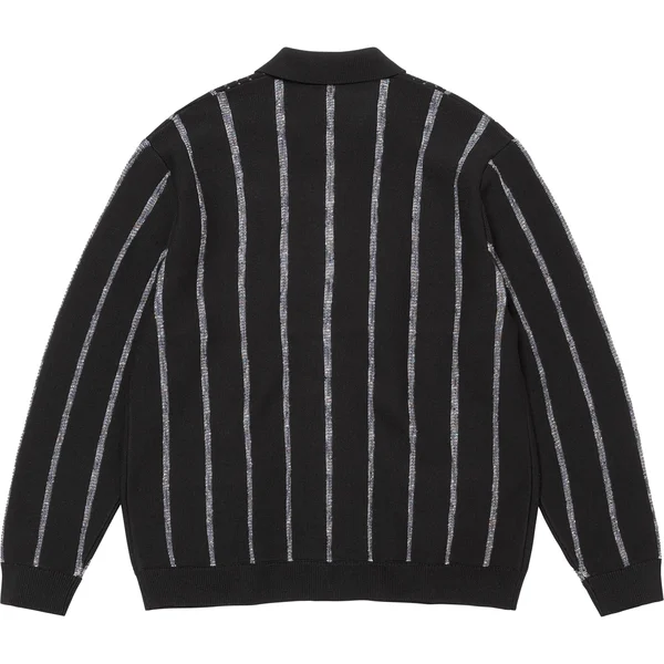 Supreme Speckle Stripe Zip Up Cardigan - Black (front)