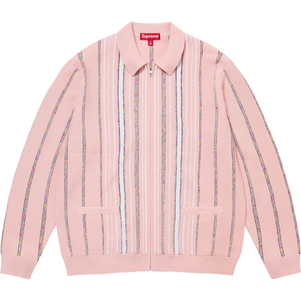 Supreme Speckle Stripe Zip Up Cardigan - Pink (front)