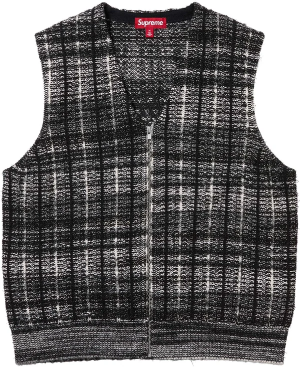 Supreme Speckled Zip Up Sweater Vest - Black (front)