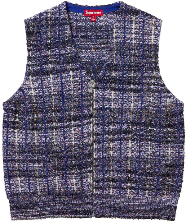 Supreme Speckled Zip Up Sweater Vest - Blue (front)