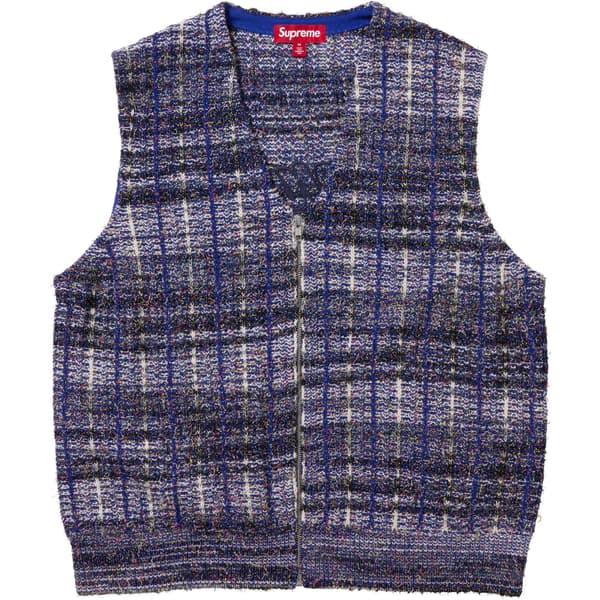 Supreme Speckled Zip Up Sweater Vest - Blue (front)