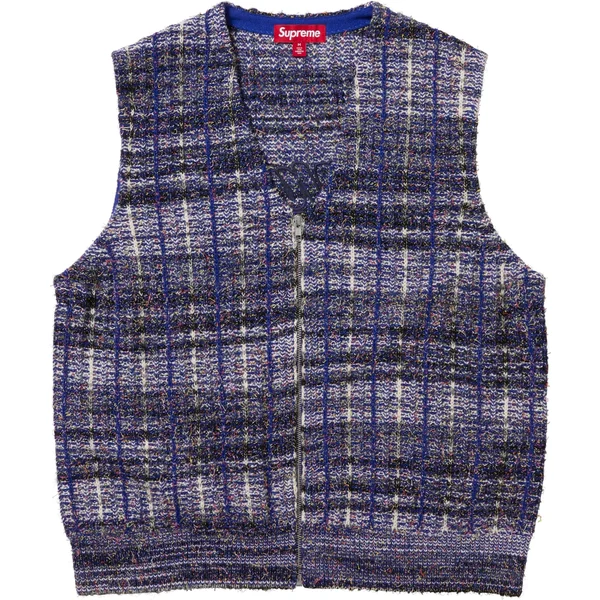 Supreme Speckled Zip Up Sweater Vest - Blue (front)