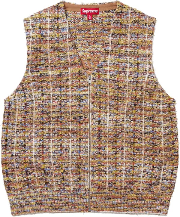 Supreme Speckled Zip Up Sweater Vest - Tan (front)