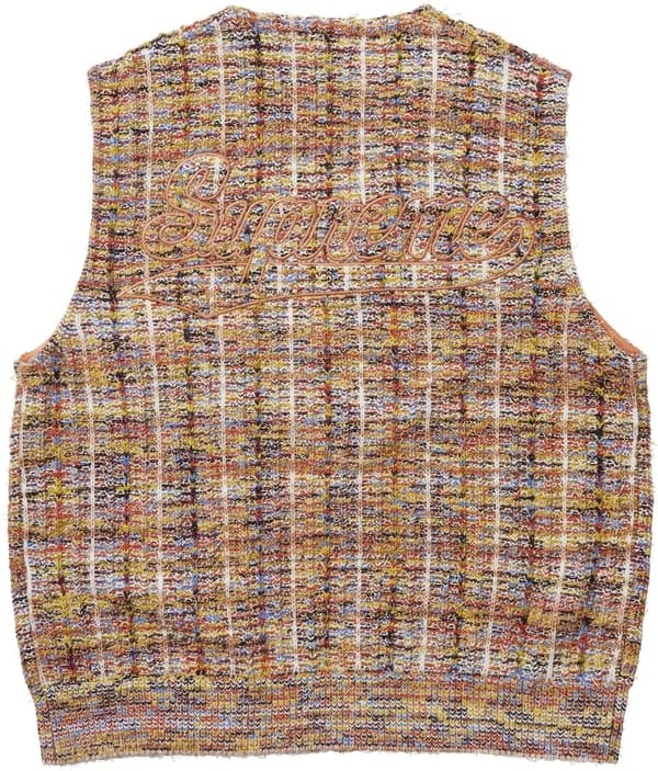 Supreme Speckled Zip Up Sweater Vest - Tan (front)