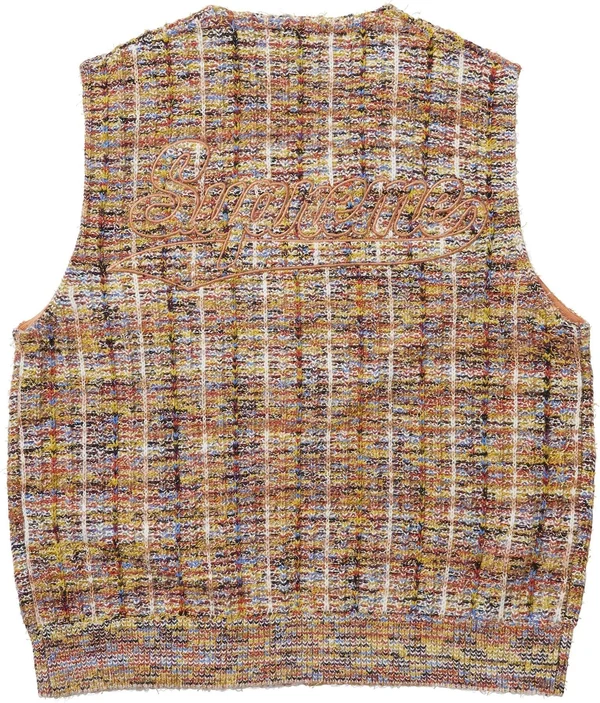 Supreme Speckled Zip Up Sweater Vest - Tan (front)