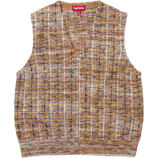 Supreme Speckled Zip Up Sweater Vest - Tan (front)