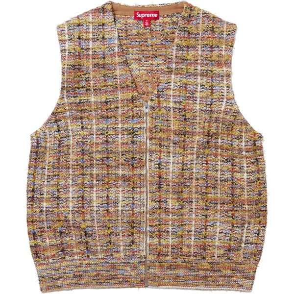 Supreme Speckled Zip Up Sweater Vest - Tan (front)