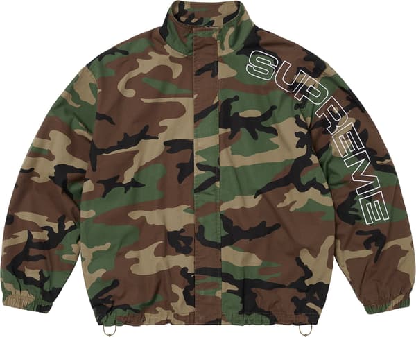 Supreme Spellout Embroidered Ripstop Track Jacket - Woodland Camo (front)