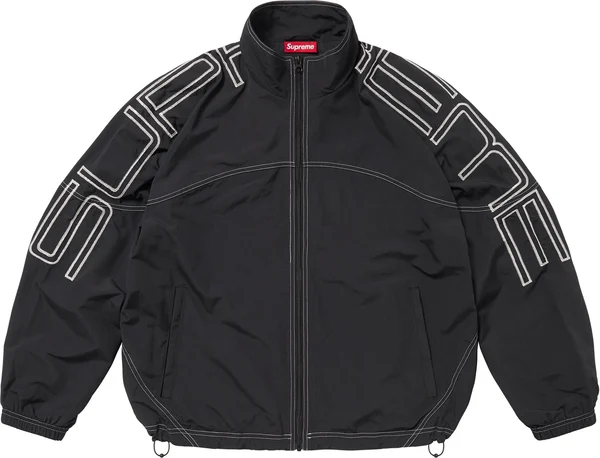 Supreme Spellout Embroidered Track Jacket - Black (front)