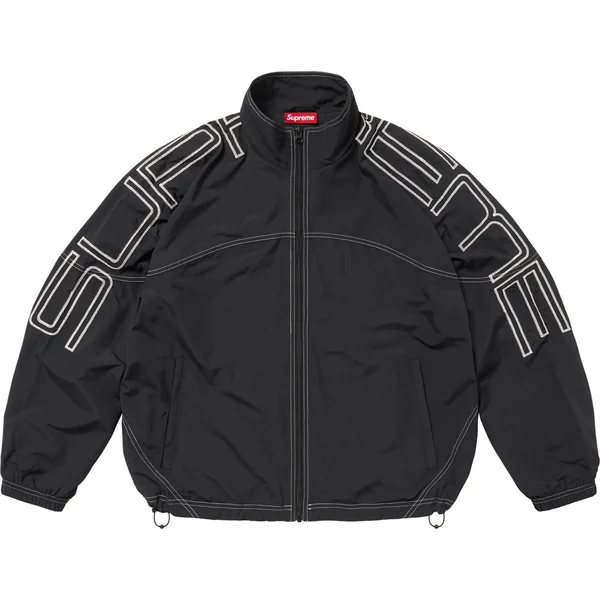 Supreme Spellout Embroidered Track Jacket - Black (front)