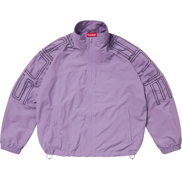 Supreme Spellout Embroidered Track Jacket - Dusty Purple (front)