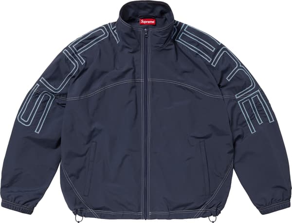 Supreme Spellout Embroidered Track Jacket - Navy (front)