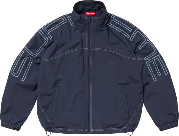 Supreme Spellout Embroidered Track Jacket - Navy (front)