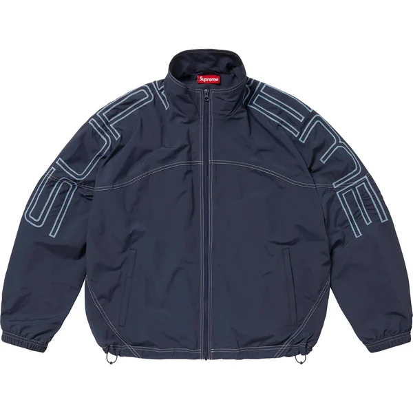 Supreme Spellout Embroidered Track Jacket - Navy (front)