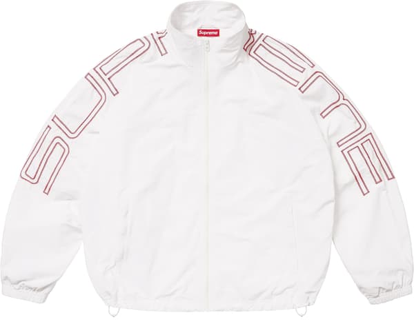 Supreme Spellout Embroidered Track Jacket - White (front)