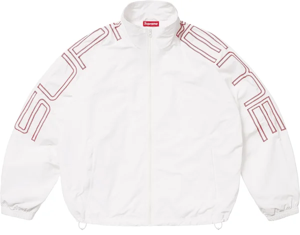 Supreme Spellout Embroidered Track Jacket - White (front)