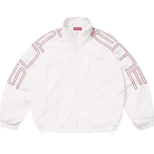 Supreme Spellout Embroidered Track Jacket - White (front)