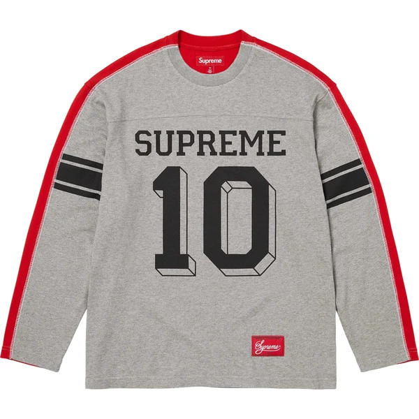 Supreme Split L/S Football Top - Heather Grey (front)