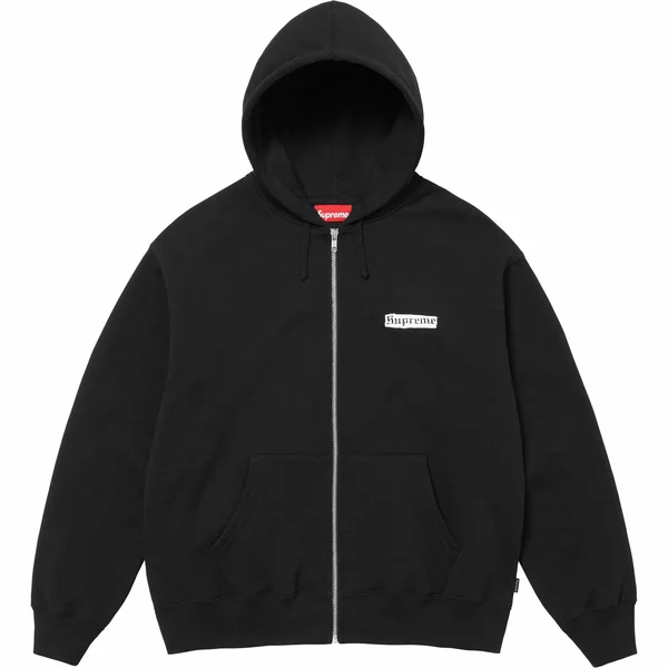 Supreme Spread Zip Up Hooded Sweatshirt - Black (front)