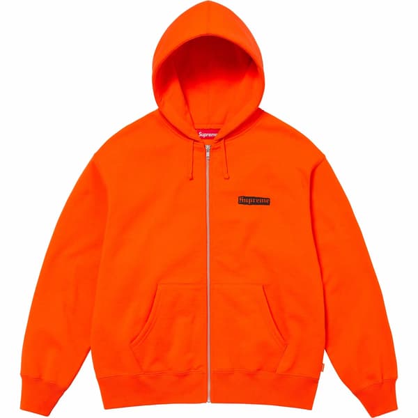 Supreme Spread Zip Up Hooded Sweatshirt - Bright Orange (front)