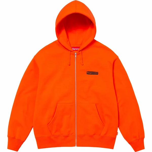 Supreme Spread Zip Up Hooded Sweatshirt - Bright Orange (front)