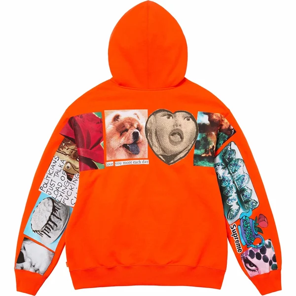 Supreme Spread Zip Up Hooded Sweatshirt - Bright Orange (front)