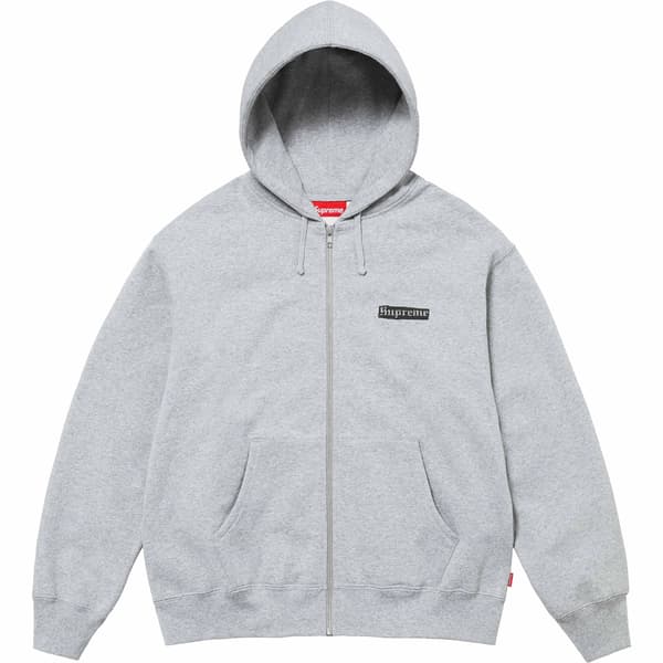 Supreme Spread Zip Up Hooded Sweatshirt - Heather Grey (front)
