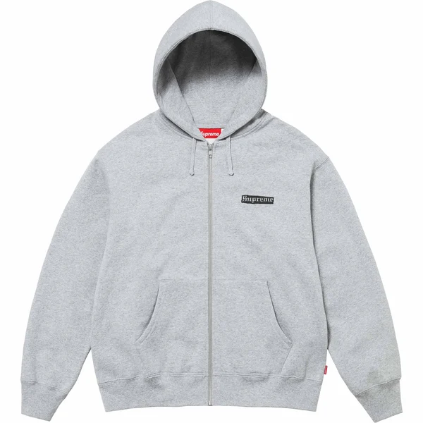Supreme Spread Zip Up Hooded Sweatshirt - Heather Grey (front)