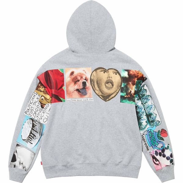 Supreme Spread Zip Up Hooded Sweatshirt - Heather Grey (front)