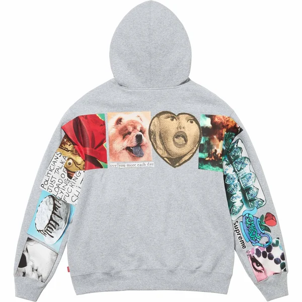 Supreme Spread Zip Up Hooded Sweatshirt - Heather Grey (front)