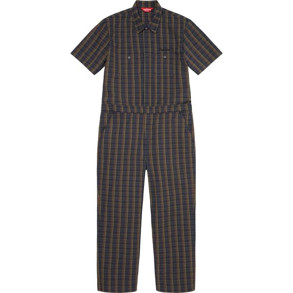 Supreme S/S Coverall - Navy Plaid (front)