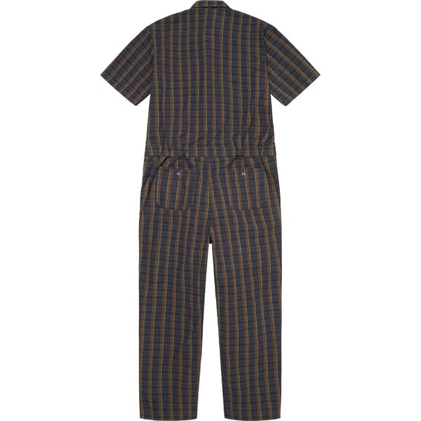 Supreme S/S Coverall - Navy Plaid (front)