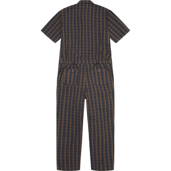 Supreme S/S Coverall - Navy Plaid (front)