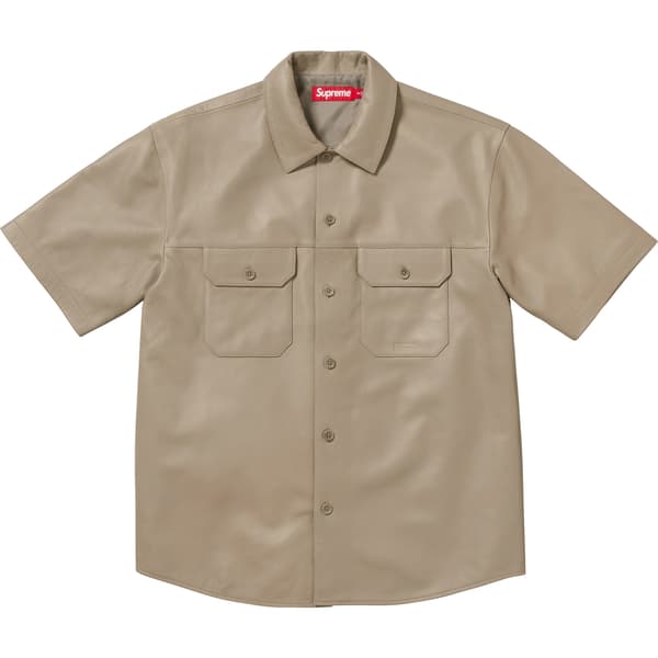 Supreme S/S Leather Work Shirt - Tan (front)