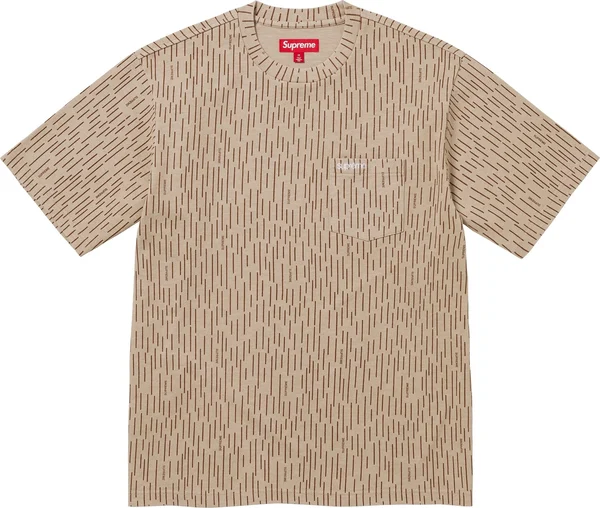 Supreme S/S Pocket Tee - Tan Raindrop (front)