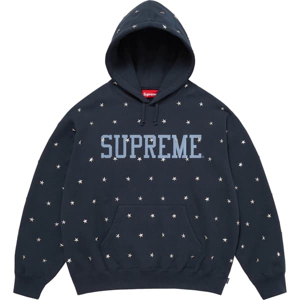Supreme Stars Studded Hooded Sweatshirt - Navy (front)