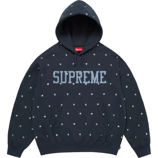 Supreme Stars Studded Hooded Sweatshirt - Navy (front)