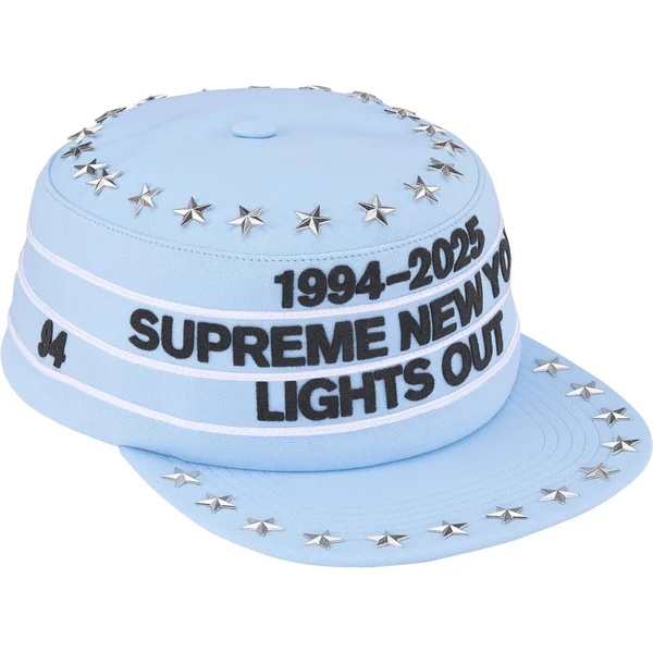 Supreme Stars Studded Pillbox Hat - Light Blue (front)
