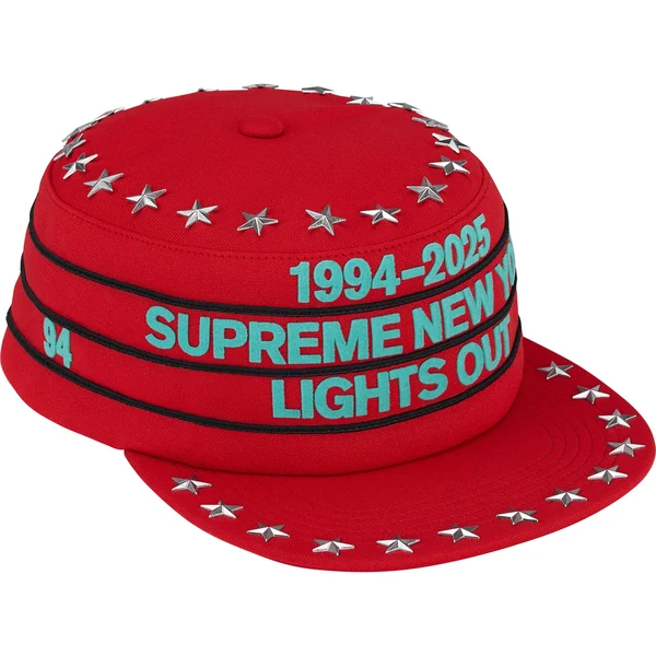 Supreme Stars Studded Pillbox Hat - Red (front)