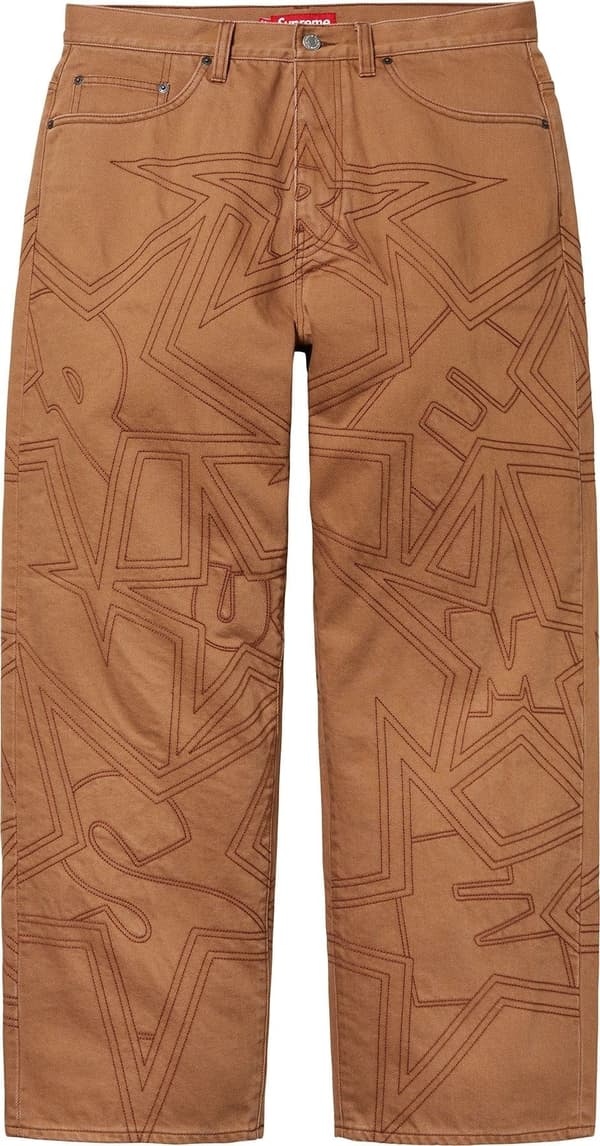 Supreme Stars Topstitch Baggy Jean - Brown (front)