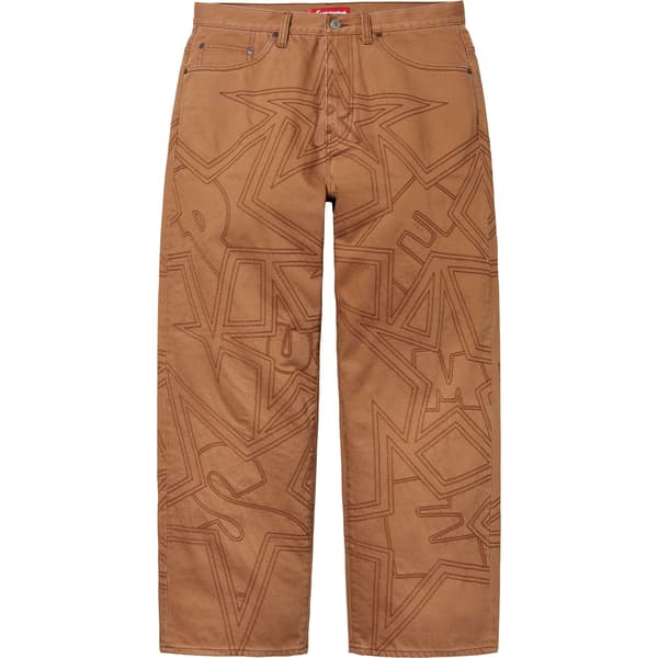 Supreme Stars Topstitch Baggy Jean - Brown (front)