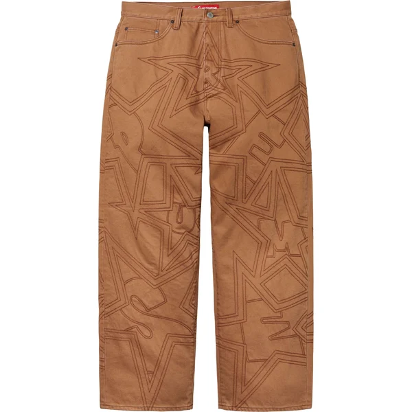 Supreme Stars Topstitch Baggy Jean - Brown (front)