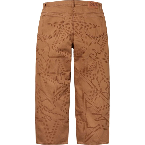 Supreme Stars Topstitch Baggy Jean - Brown (front)