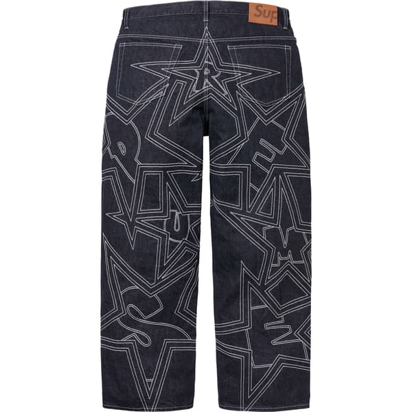 Supreme Stars Topstitch Baggy Jean - Indigo (front)