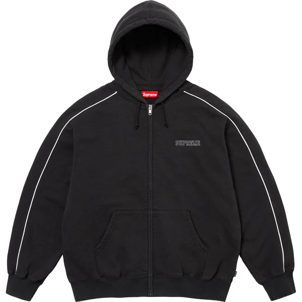 Supreme State Zip Up Hooded Sweatshirt - Black (front)