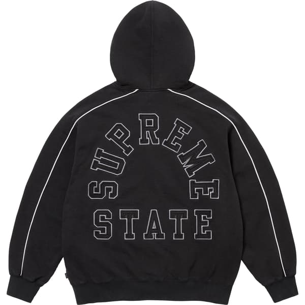 Supreme State Zip Up Hooded Sweatshirt - Black (front)